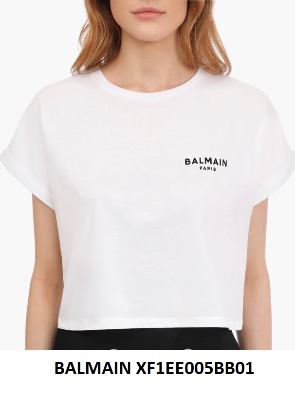BALMAIN Women's Cropped T-Shirt — XF1EE005BB