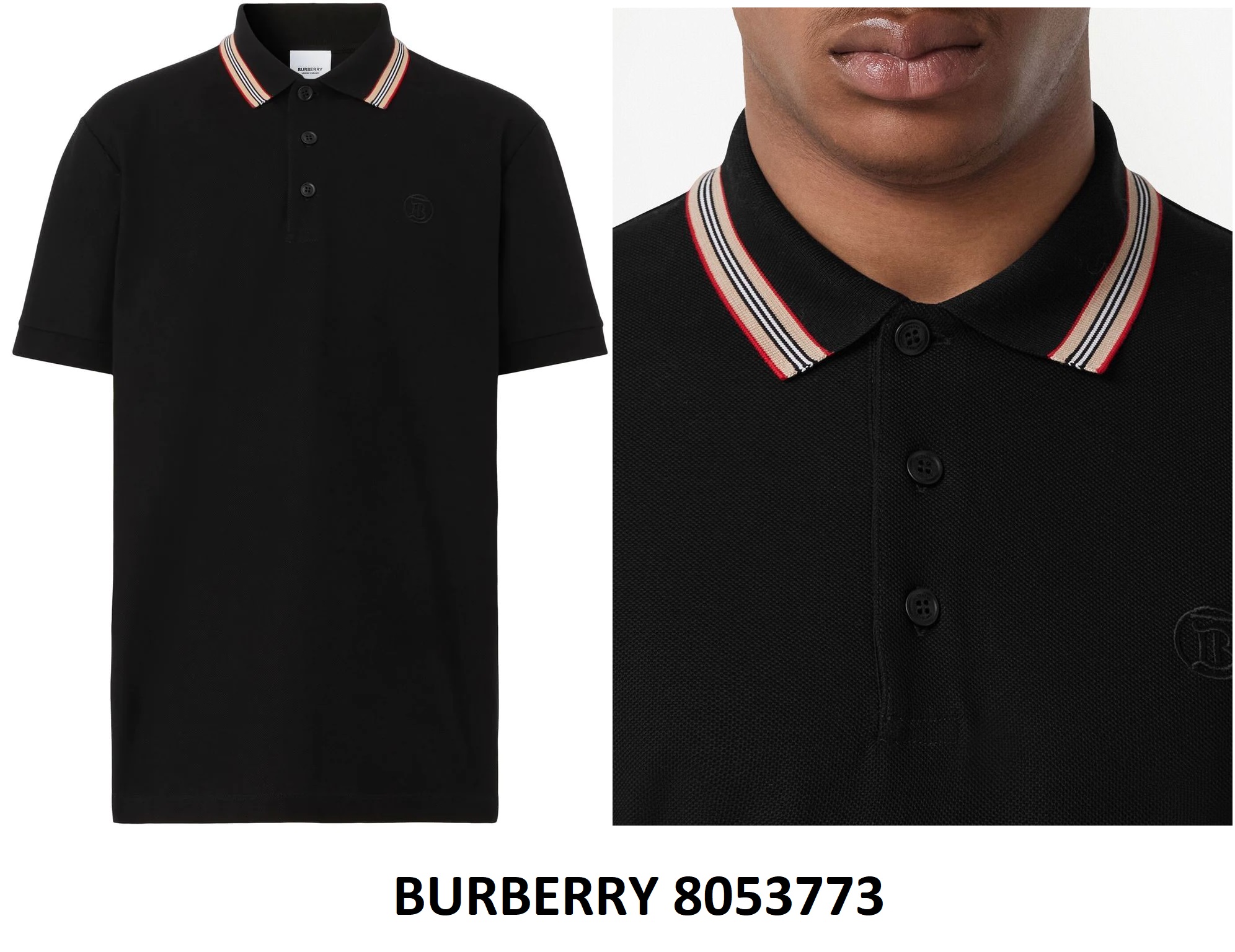 Burberry Striped Collar Polo — 8053773