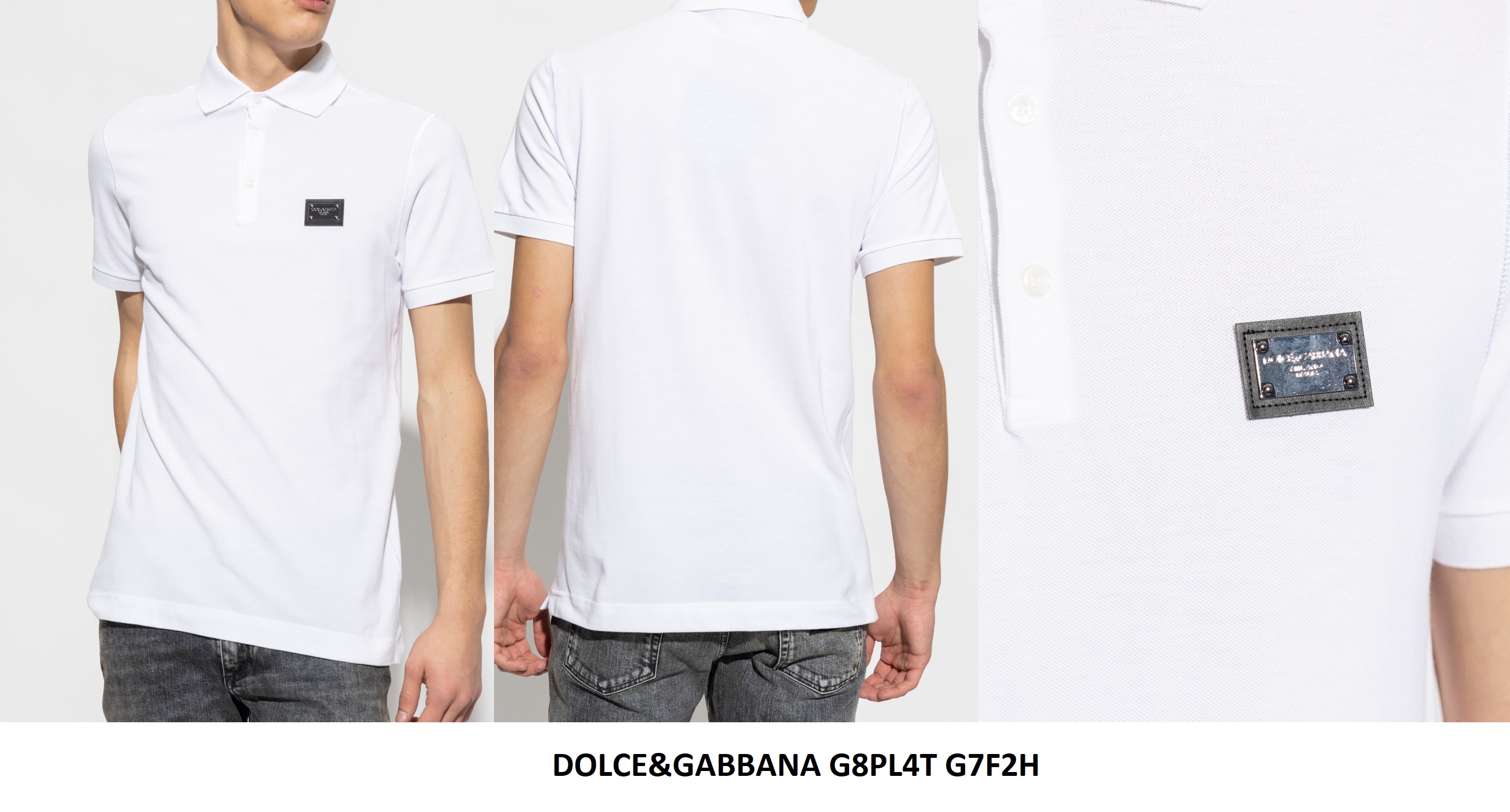 Dolce & Gabbana Logo Plaque Polo Shirt — White