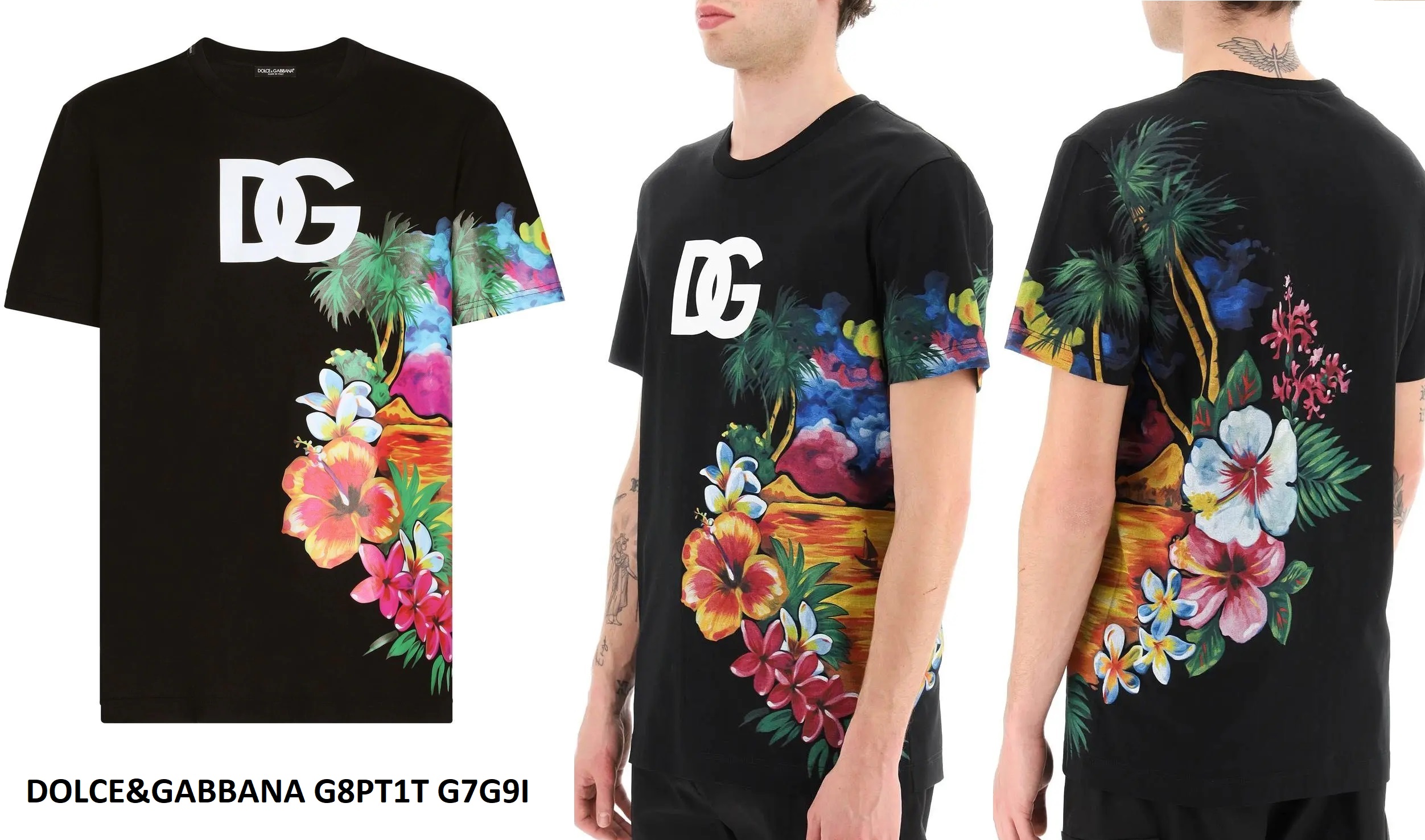 Dolce & Gabbana Tropical Floral T-Shirt — Black