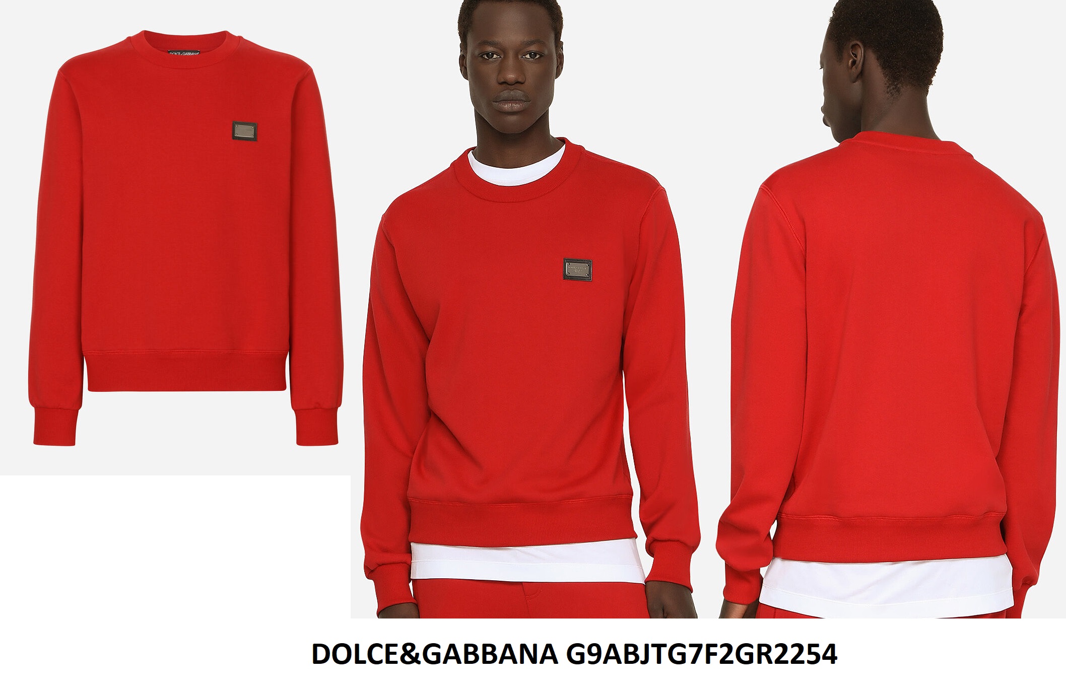 Dolce & Gabbana Logo Plaque Sweatshirt — Red