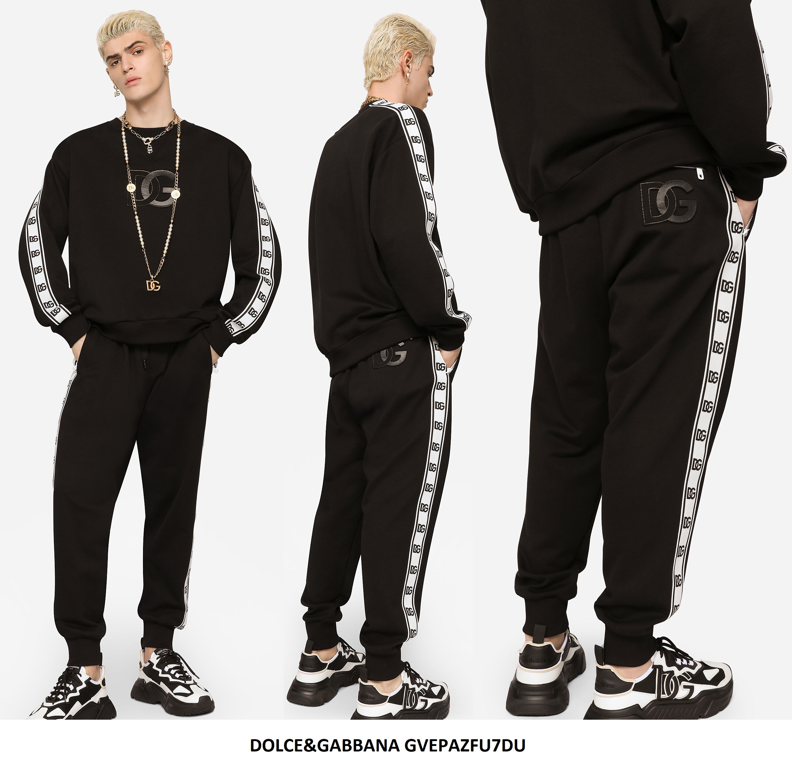 Dolce & Gabbana Logo Tape Sweatshirt & Trousers Set — Black