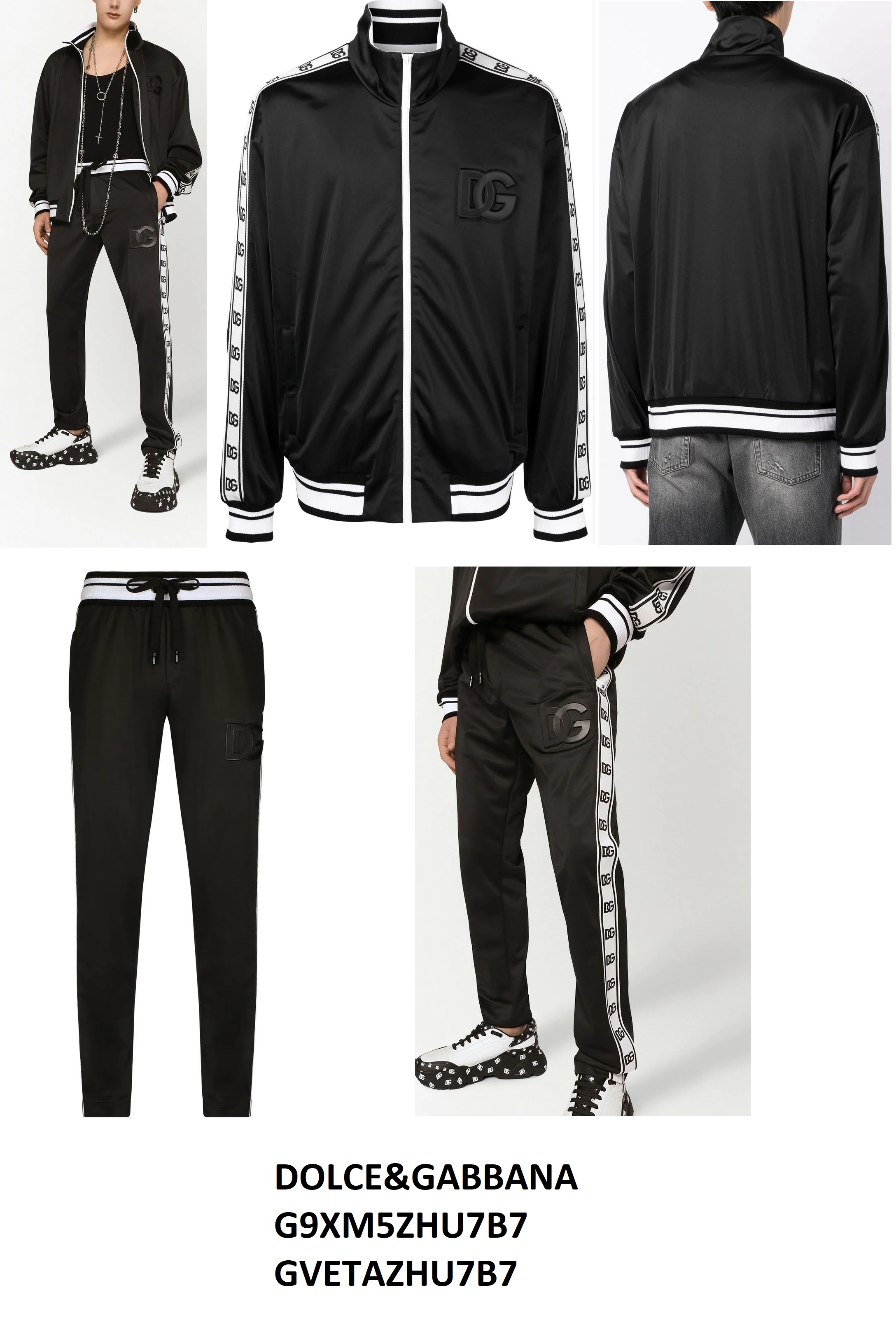Dolce & Gabbana Logo Tape Track Jacket & Trousers Set — Black