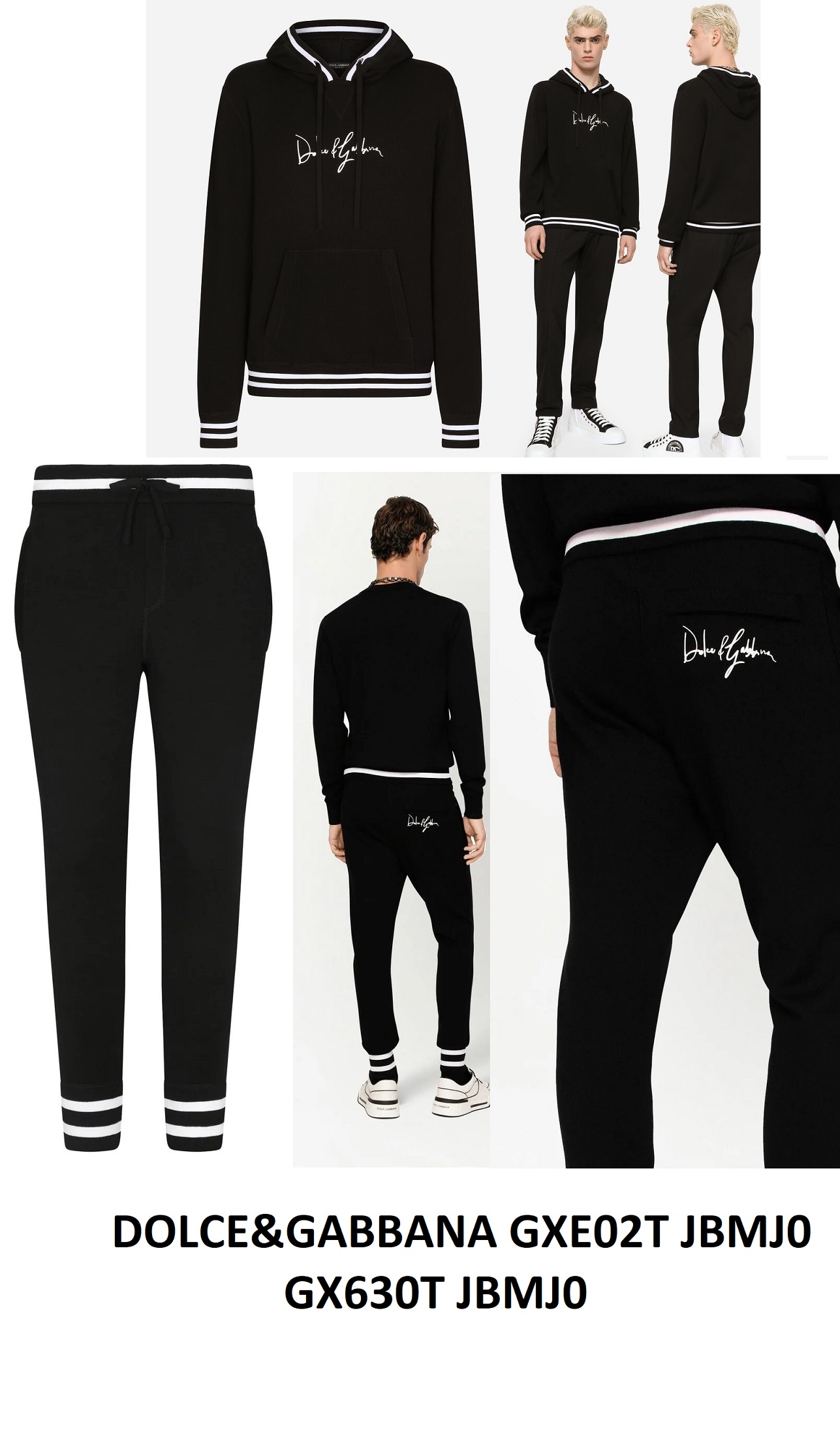 Dolce & Gabbana Logo Script Hoodie & Trousers Set — Black
