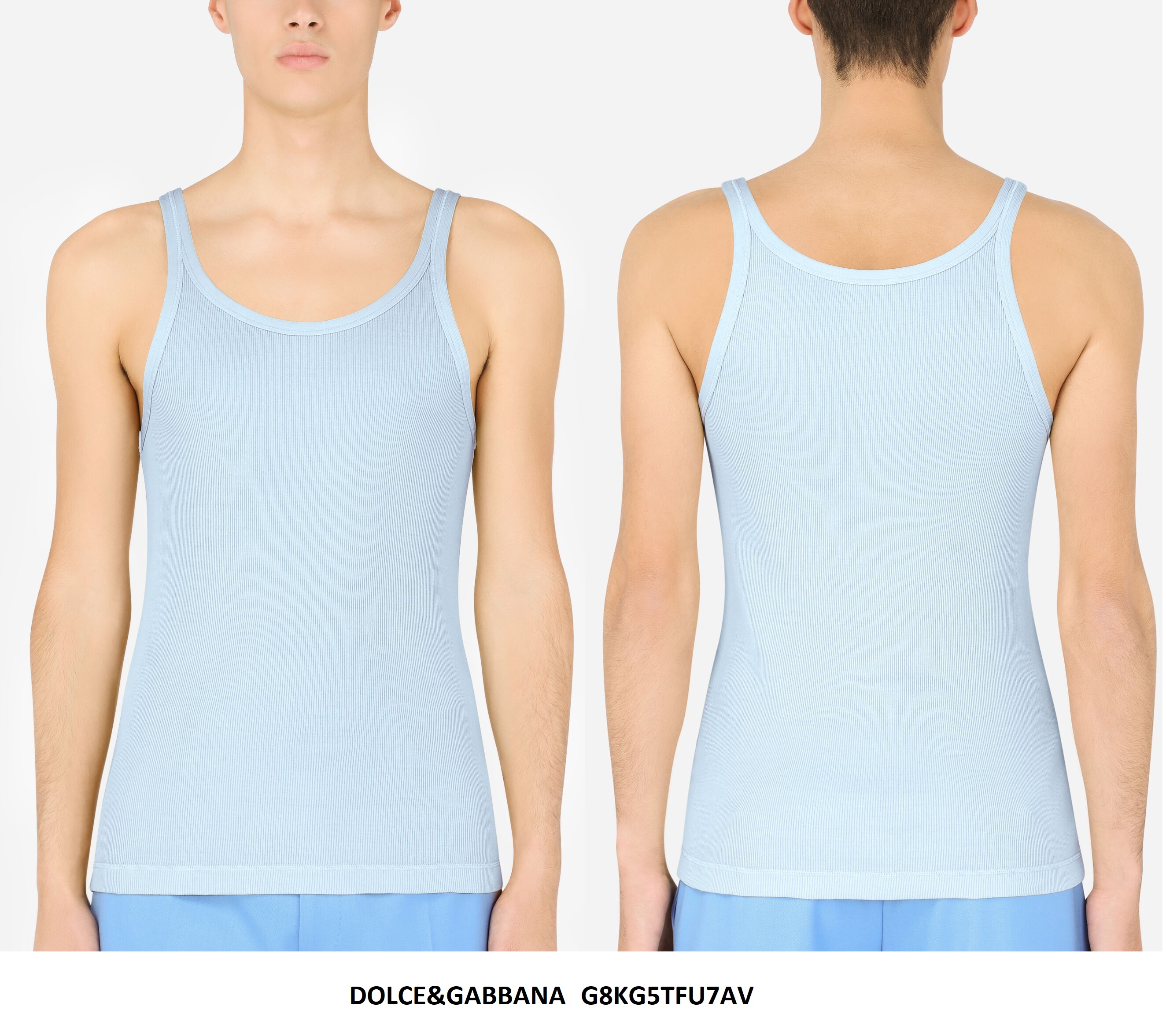 Ribbed Tank Top — Light Blue