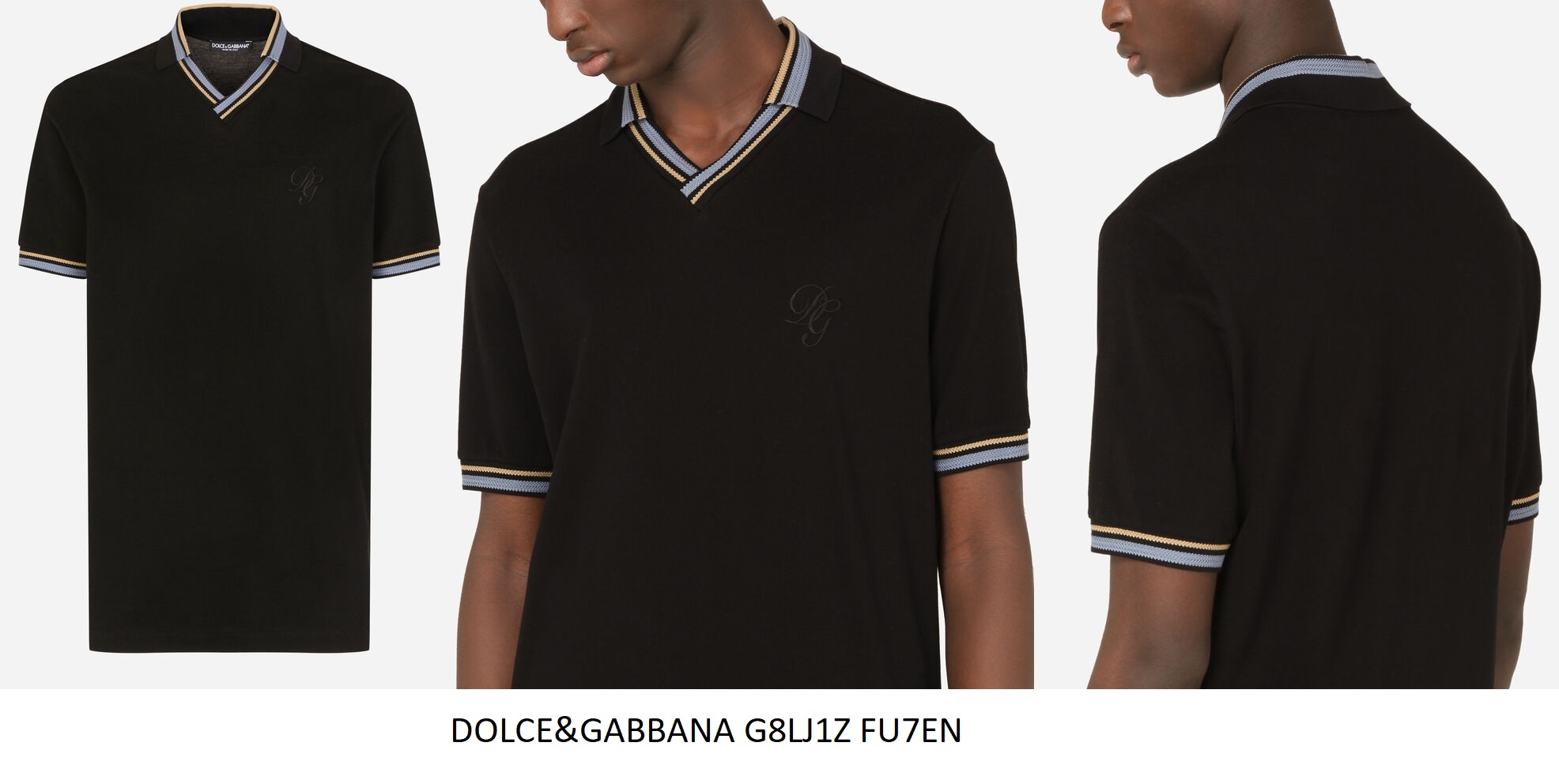 Contrast-Trim Polo — Black