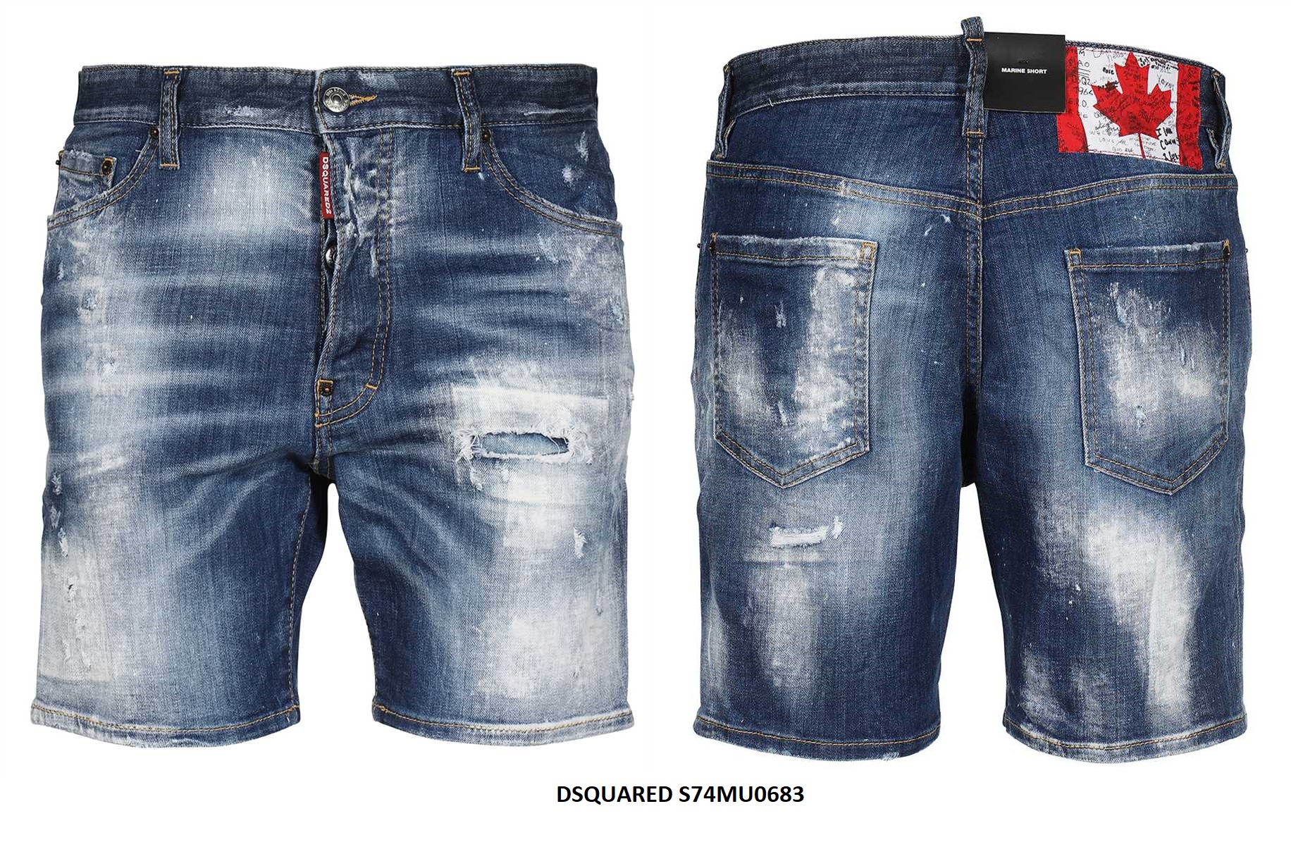 Distressed Denim Shorts — S74MU0683