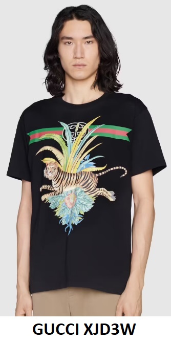 Floral Print T-Shirt, Black — XJD3W