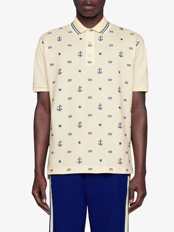 Anchor Print Polo, Cream
