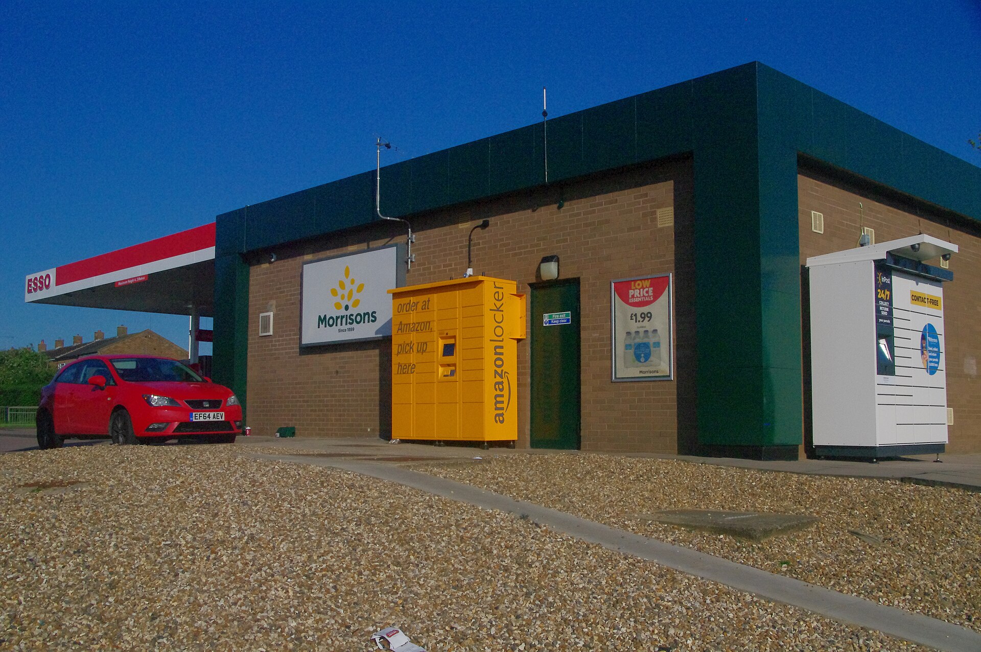 Amazon parcel delivery locker at Esso petrol station, Tillwicks Road, Harlow Essex