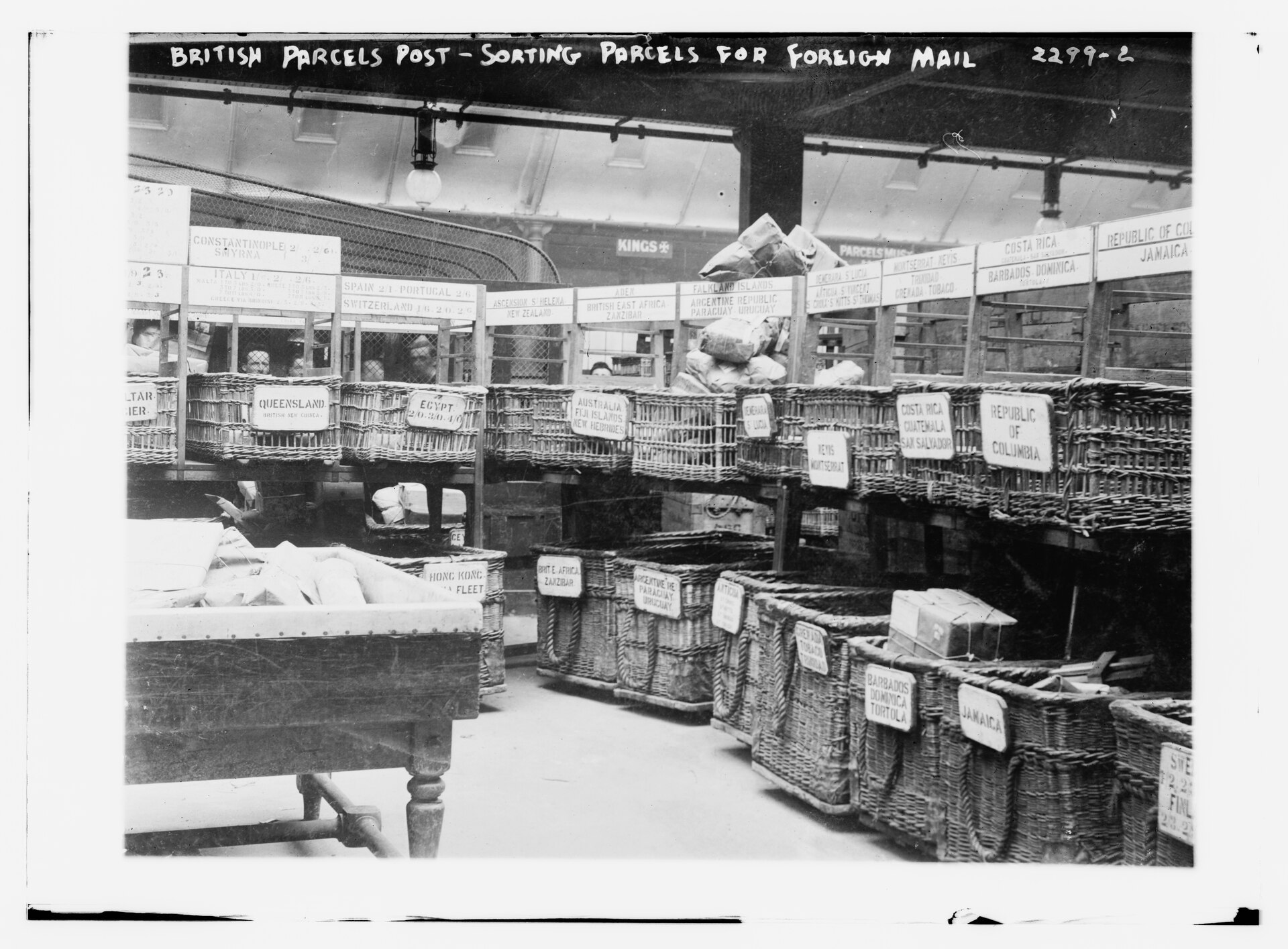 Title: British Parcels Post-sorting parcels for foreign mail Abstract/medium: 1 negative : glass ; 5 x 7 in. or smaller.