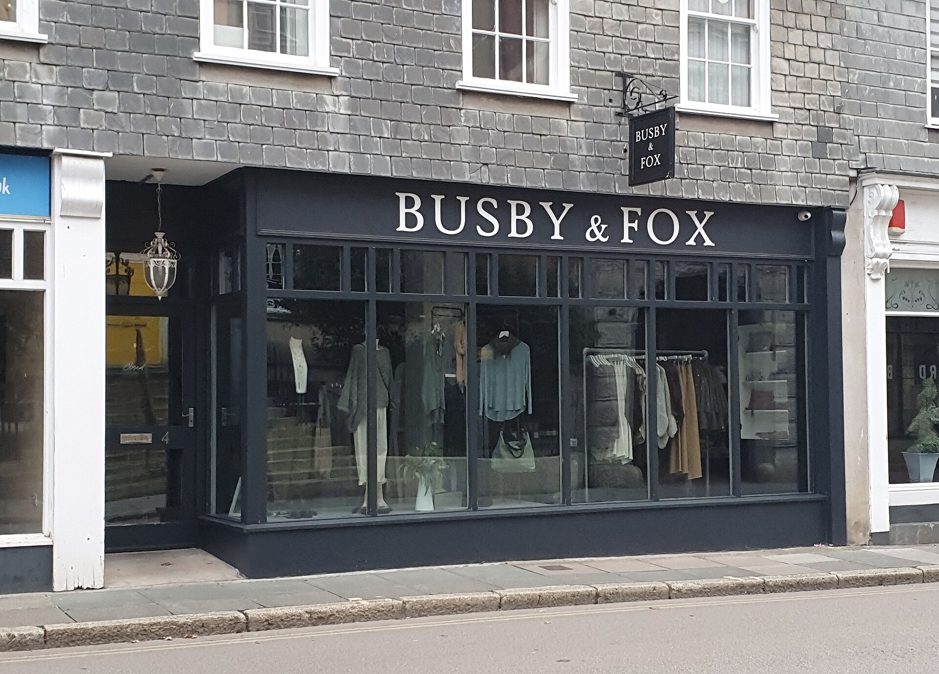 Busby & Fox clothes shop shopfront, Princes Street, Truro, Cornwall - October 2025