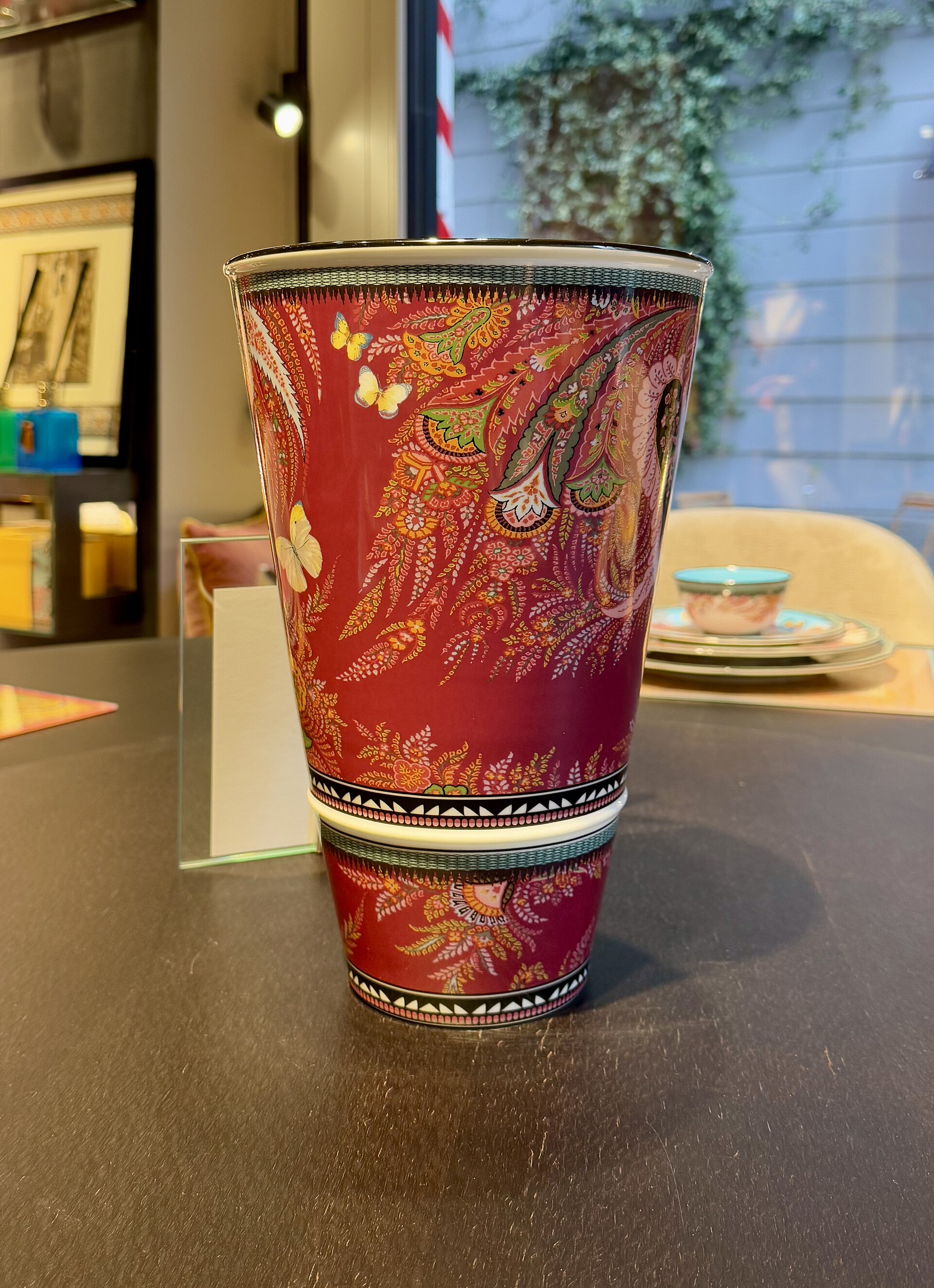 Floral Paisley vase, by ETRO in collaboration with Ginori 1735, from the Boho Butterfly collection, porcelain, height 30 cm, sold at Etro Bo