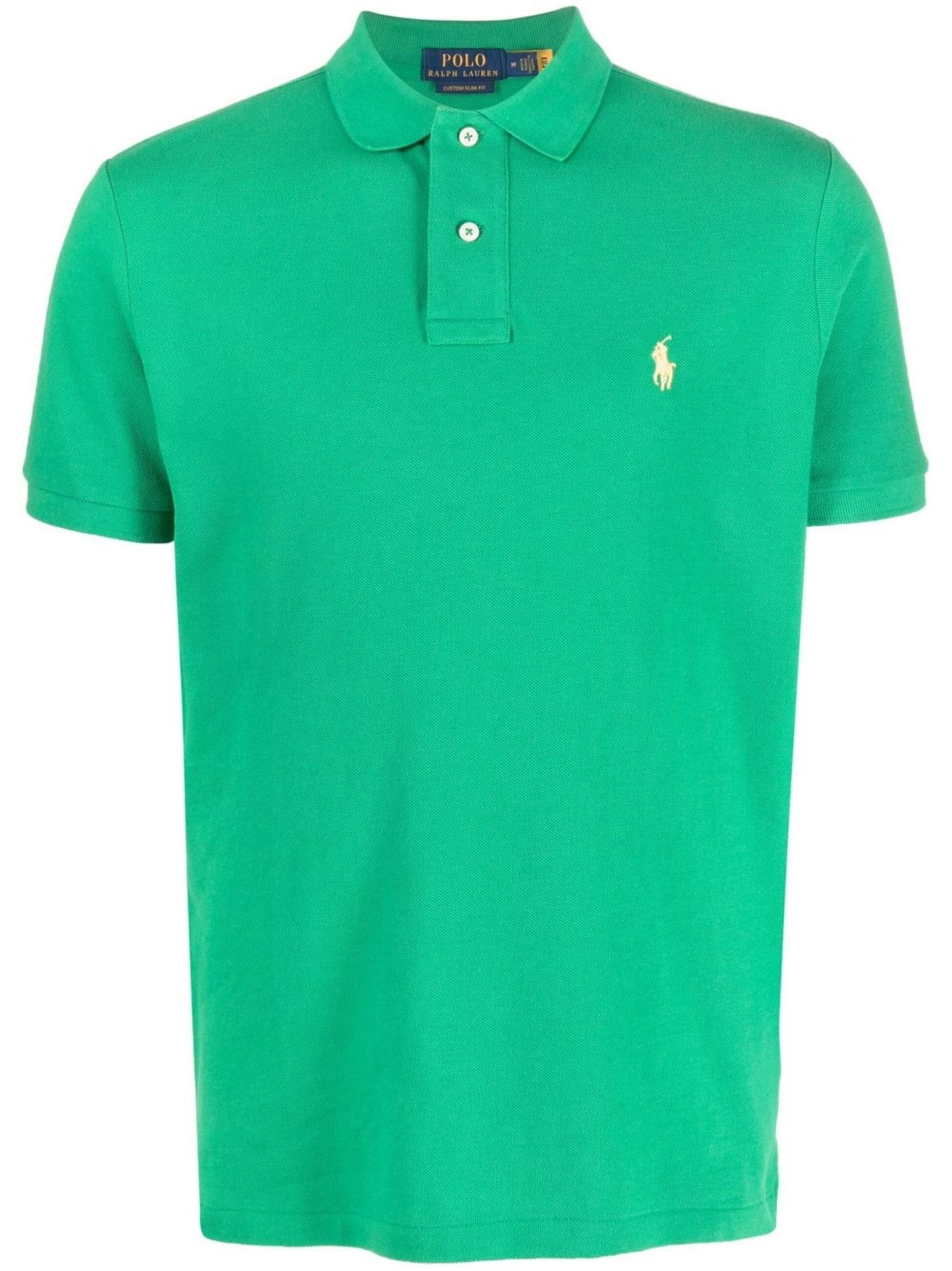 Custom Slim Fit Polo Shirt — Dark Green/Yellow Pony