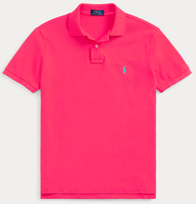 Custom Slim Fit Polo Shirt — Fuchsia/Blue Pony