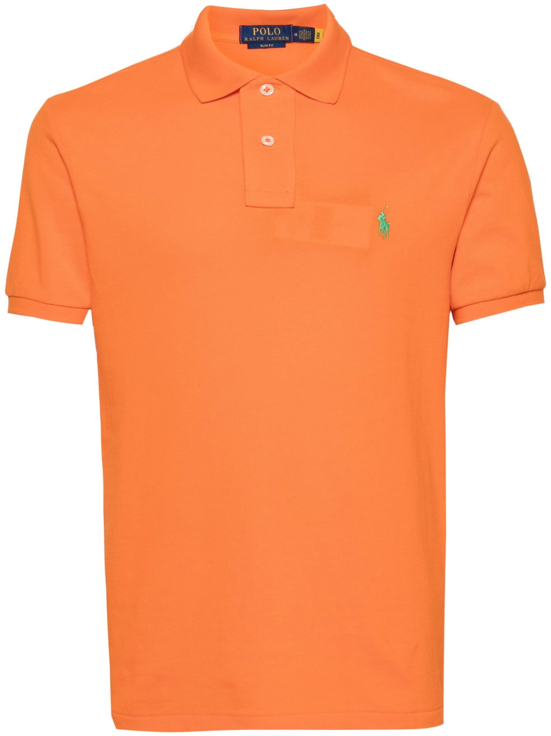 Custom Slim Fit Polo Shirt — Orange/Green Pony