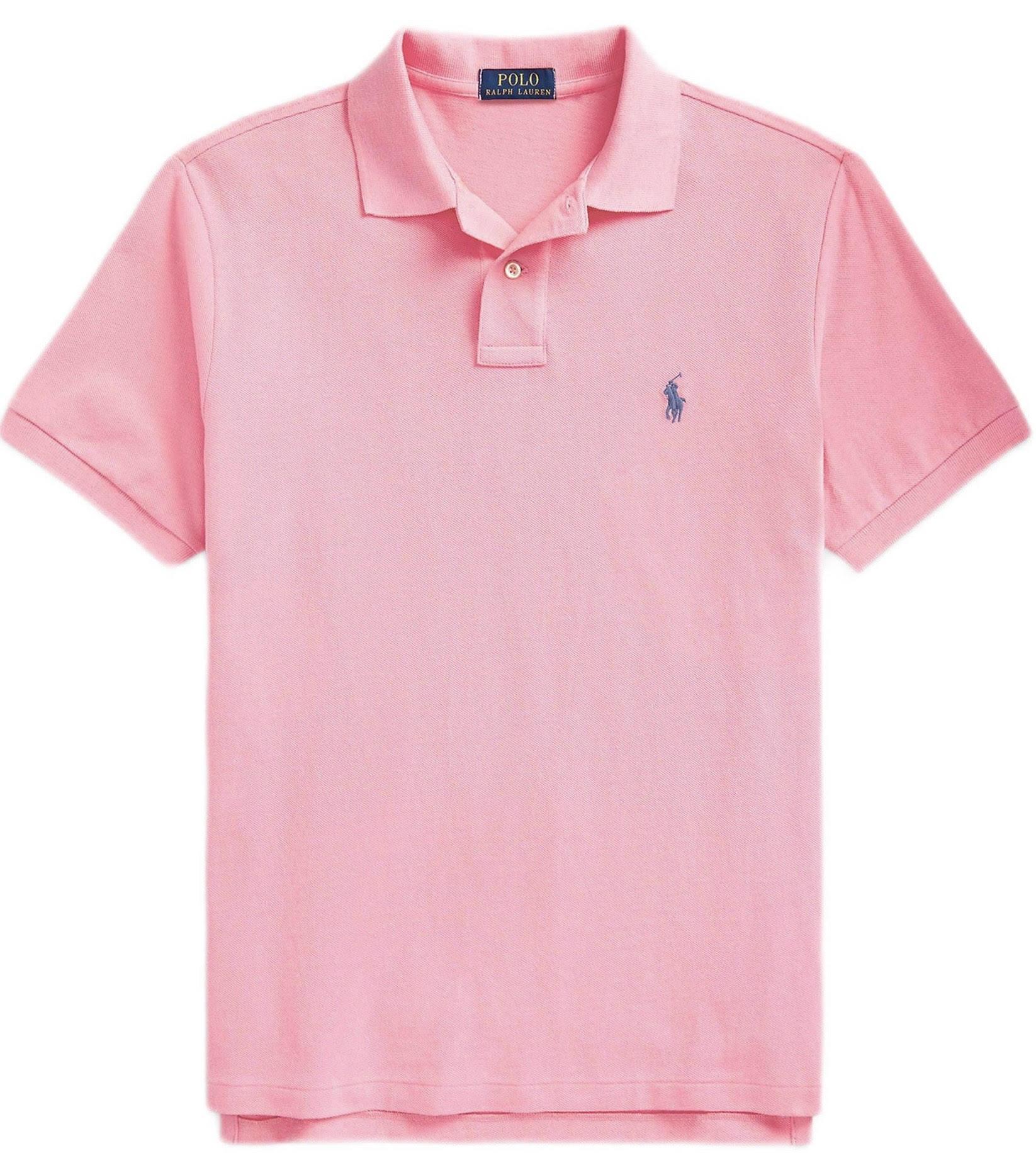 Custom Slim Fit Polo Shirt — Pink/Navy Pony