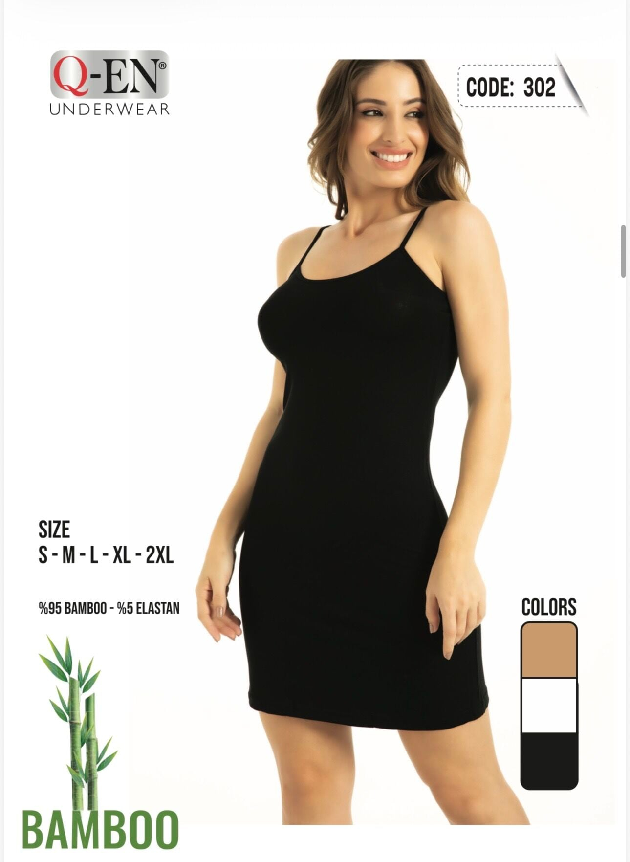 Q-EN Combinación, viscosa de bambú, tirantes finos — 302