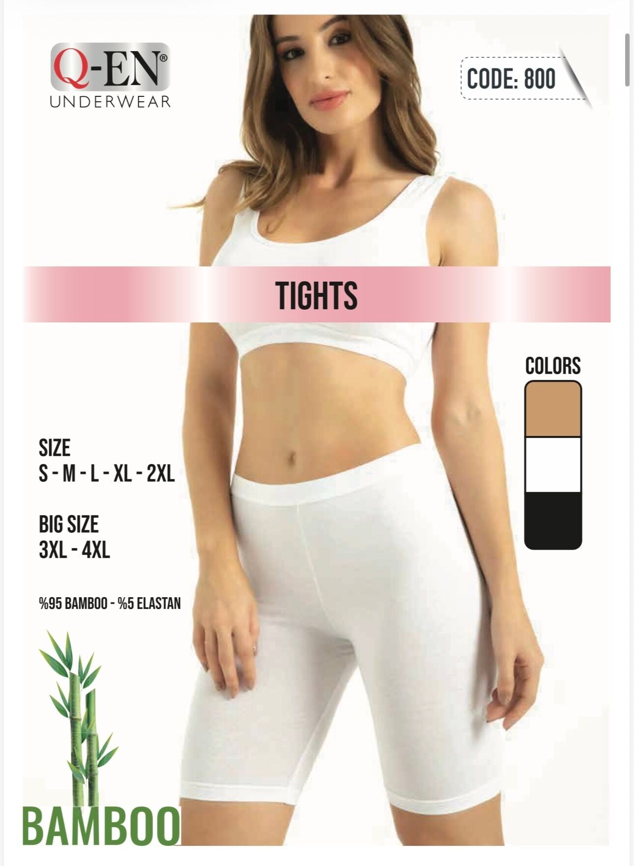 Q-EN Leggings cortos, viscosa de bambú — 800