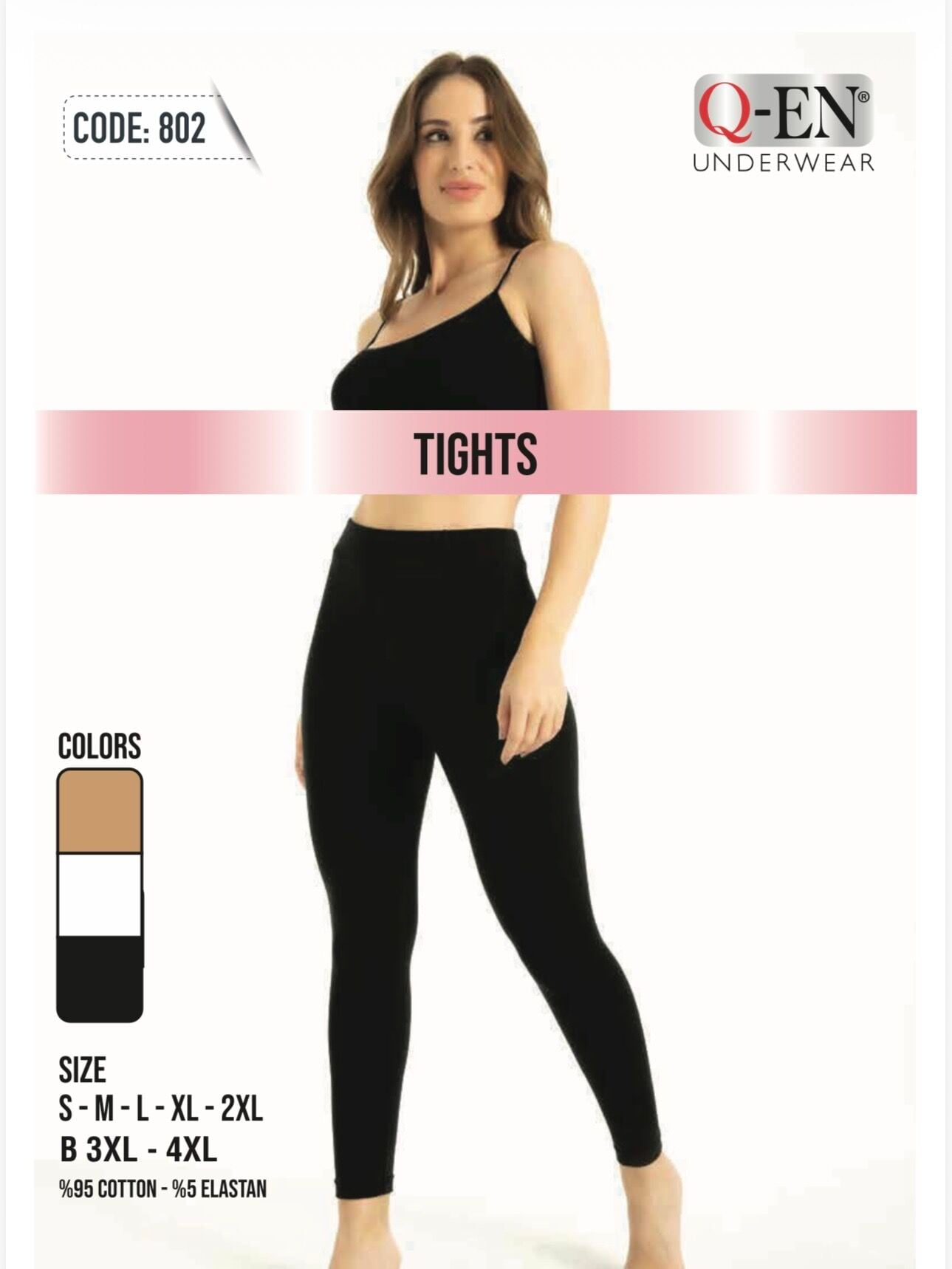 Q-EN Leggings, viscosa de bambú, talla grande — 802-B