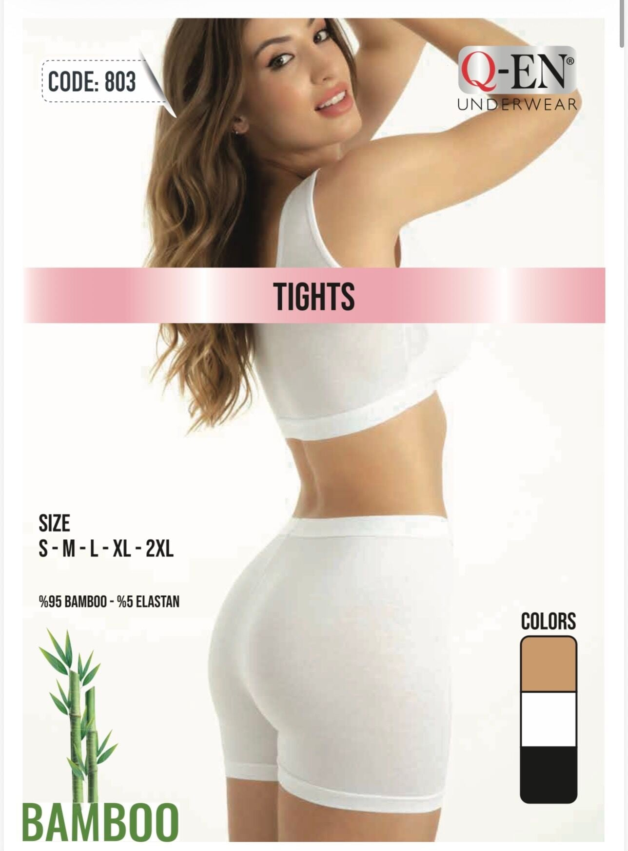 Q-EN Leggings cortos, viscosa de bambú — 803