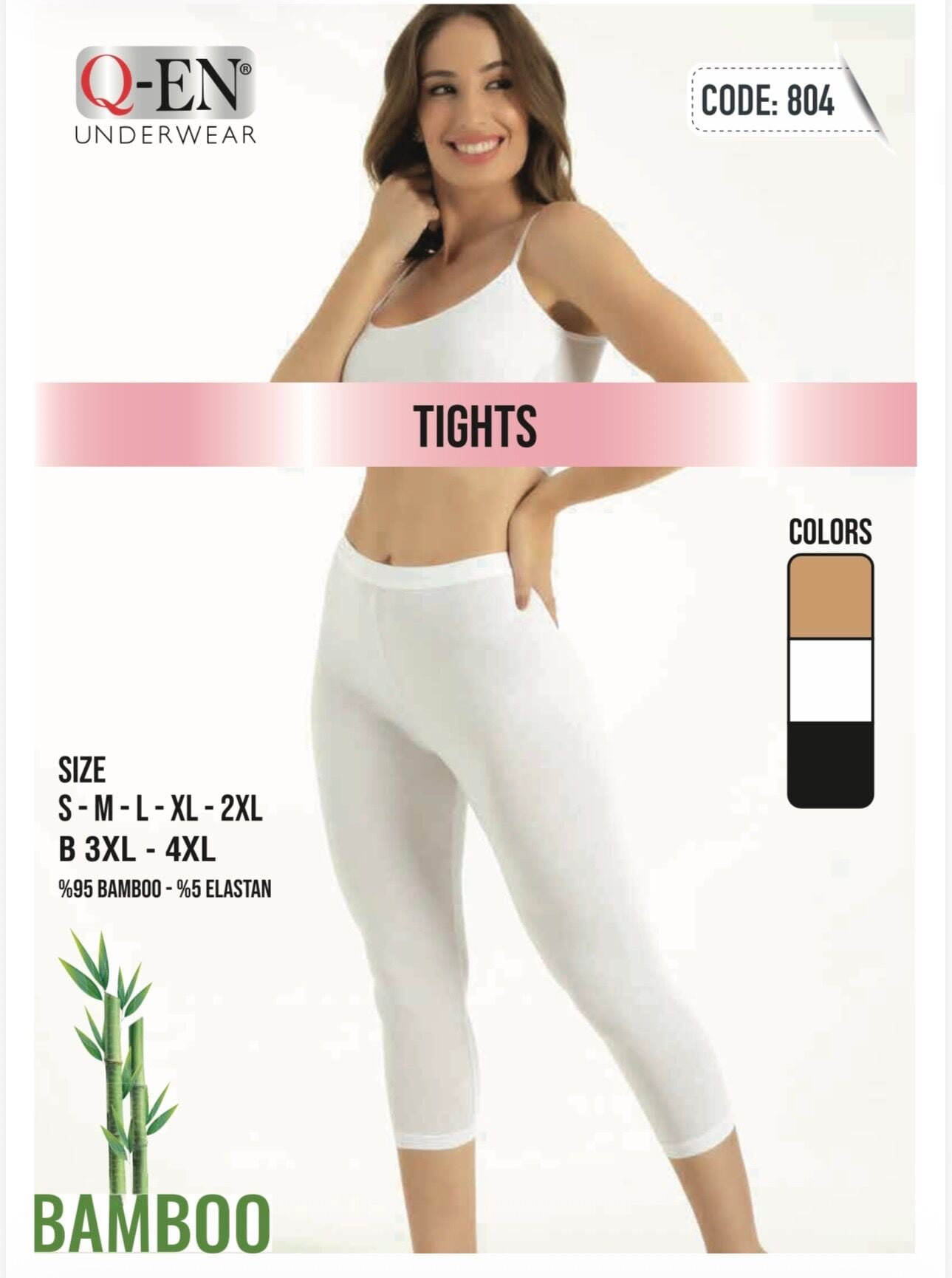 Q-EN Leggings capri, viscosa de bambú — 804