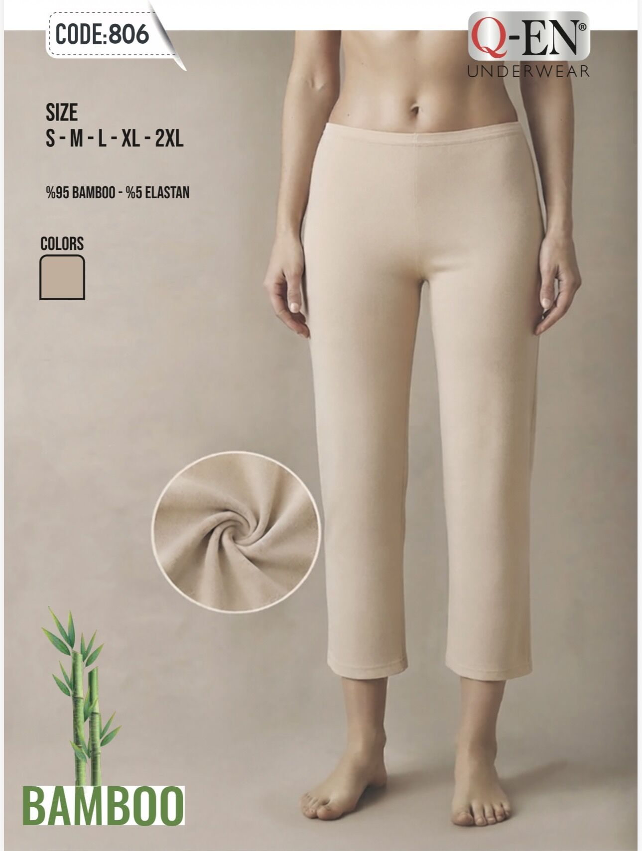 Q-EN Short forro para pantalón, viscosa de bambú — 806